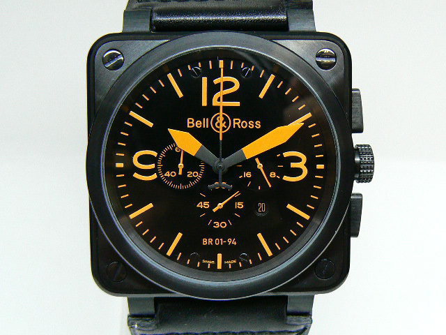 BELL & ROSS 46 x 46 mm CHRONO ORANGE NUMERALS/HANDS
