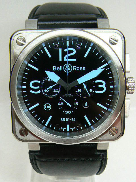 BELL & ROSS 1-94 46 x 46 mm CHRONO BLUE NUMERALS/HANDS
